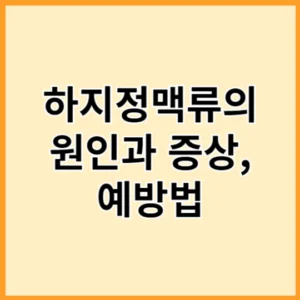 하지정맥류의 원인과 증상